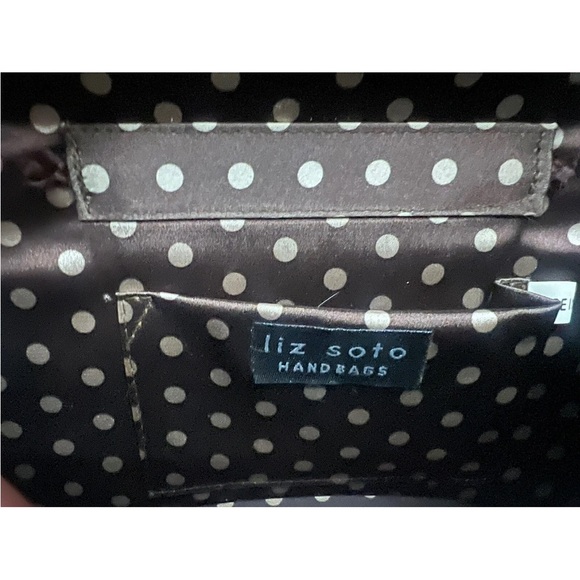 Liz Soto Handbag Satin Silk Flowers Purse Beads Beaded Handle Vintage Bag Party - Picture 3 of 3